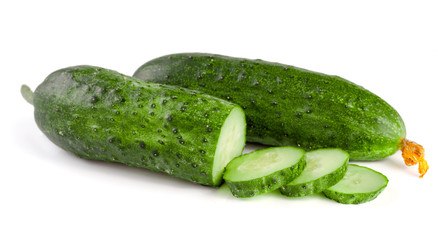 Sliced cucumber isolated on a white background