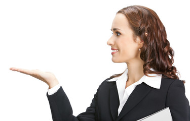 Fototapeta premium Business woman showing, isolated