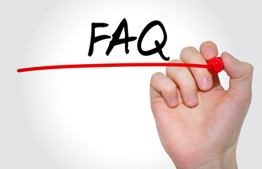 Hand writing inscription FAQ with marker, concept