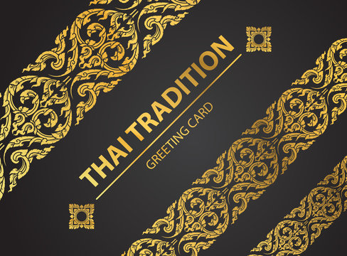 Thai art element Traditional design gold for greeting cards,book cover.vector