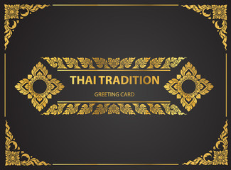 Thai art element Traditional design gold for greeting cards,book cover.vector