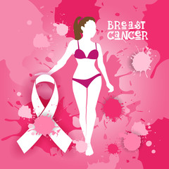 Breast Cancer Awareness Month Pink Ribbon Symbol Flat Vector Illustration