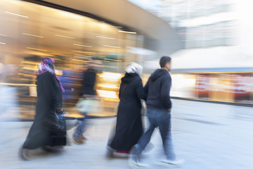 Islamic women walking in the city