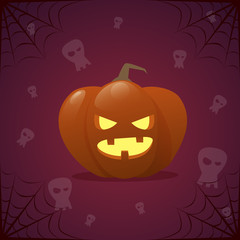 Happy Halloween Banner Pumpkin Traditional Decoration Horror Party Greeting Card Flat Vector Illustration