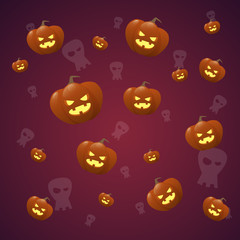 Happy Halloween Banner Seamless Pattern With Pumpkin Ornament Traditional Decoration Horror Party Greeting Card Flat Vector Illustration