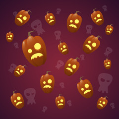 Happy Halloween Banner Seamless Pattern With Pumpkin Ornament Traditional Decoration Horror Party Greeting Card Flat Vector Illustration