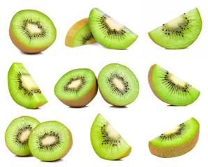 kiwi fruit isolated on white background - obrazy, fototapety, plakaty