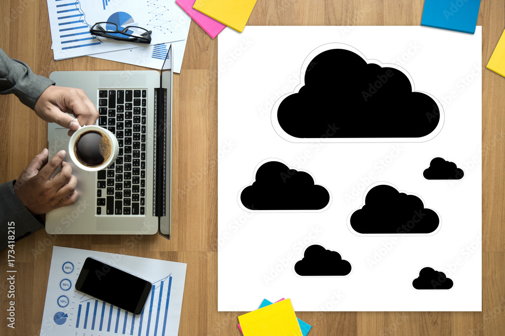 Poster cloud computing diagram network data storage technology service