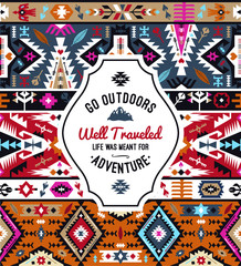 Fancy abstract geometric vector pattern in tribal style