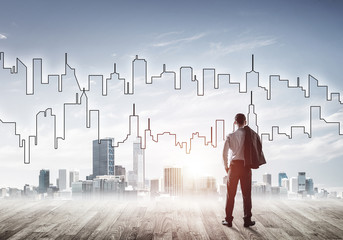 Motivation and inspiration concept with modern cityscape and bus