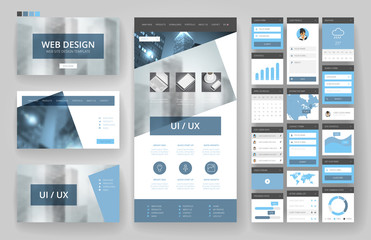 Naklejka premium Website design template and interface elements