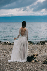 Fototapeta na wymiar Beautiful bride standing outdoor
