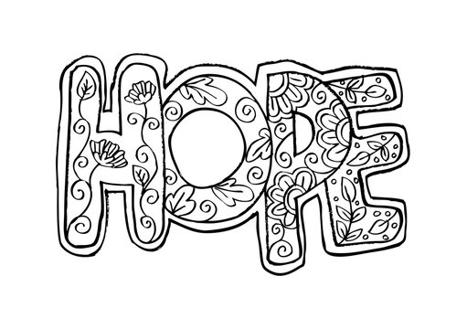 Word hope zentangle stylized