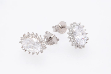 diamond earring on white background