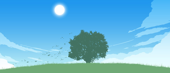lonely tree on field - 173426689