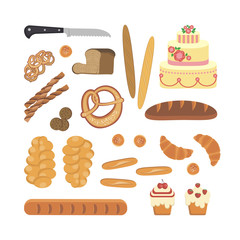 Bakery foodstuffs set