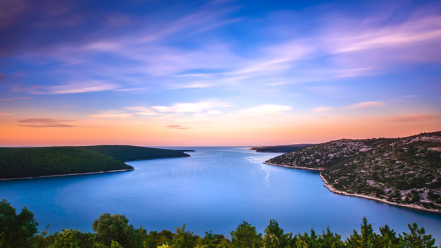 Sunrise over the Sunrise over the Adriatic sea in Croatia 