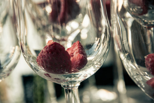 Rasberries in wine glasses