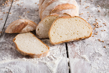 Bakery concept. Plenty of sliced white bread background