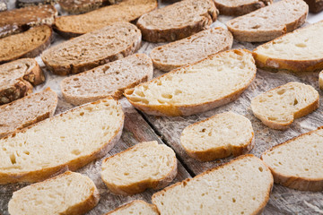 Bakery concept. Plenty of sliced bread background