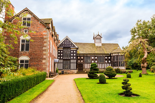 Historic Elizabethan mansion of Rufford Old Hall and garden.