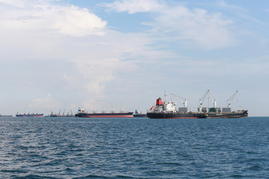 cargo ship in the sea.