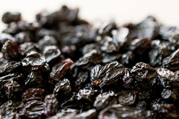 Organic Dry Raw Raisins close up view.