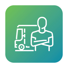 Man and van icon, cargo service symbol. Modern, simple flat vector illustration for web site or mobile app