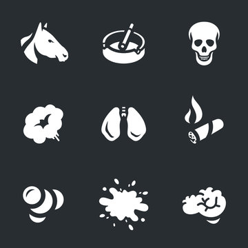 Vector Set of Smoking disease Icons.