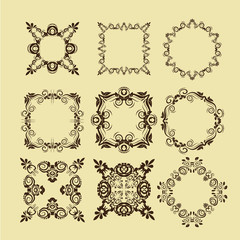 illustration of set of vintage design elements