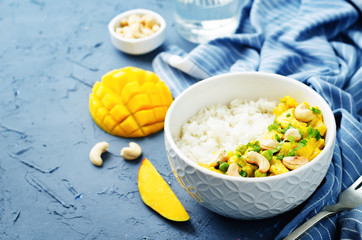 Mango chicken coconut curry with rice