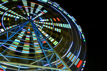 Ferris wheel in Tbilisi Mtatsminda park slow motion lights