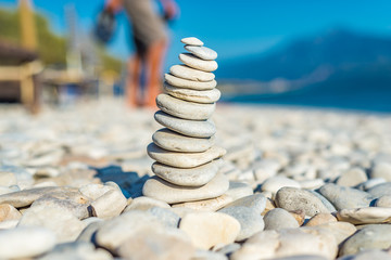 Pebble pyramid at the seashore
