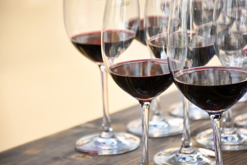 Red wine  in the wine glass