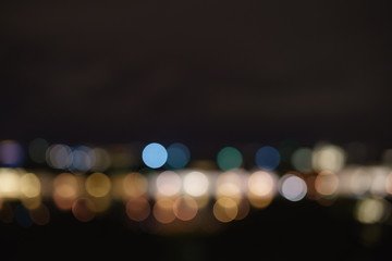 bokeh blur of city lights from high spot