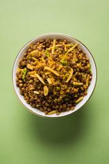 stock photo of Dalmot or Dalmoth Namkeen or Masoor Dal Namkeen orDry Snacks or chivda or chiwada...