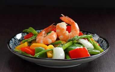 Shrimp and mixed vegetable fried.