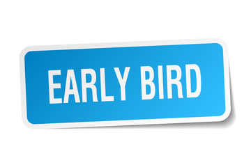 early bird square sticker on white