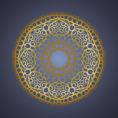 Vector vintage oriental Mandala sign gold frame