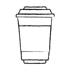 glass disposable for hot drinks with lid monochrome blurred silhouette vector illustration