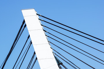 Architectural detail of the Bridge against blue skies
