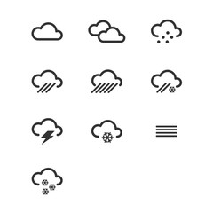 Fototapeta premium Weather Forecast Icons. Cloudy Set. Outline Icons