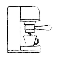 coffee espresso machine side view monochrome blurred silhouette vector illustration