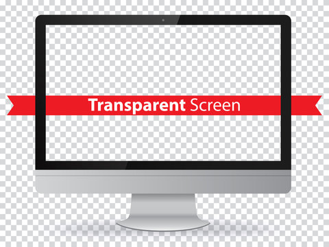 Computer Monitor Vector Illustration with Transparent Screen.