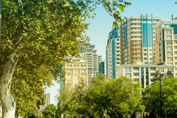 Obraz na płótnie Canvas Baku, Azerbaijan - September 20, 2017. buildings in the city
