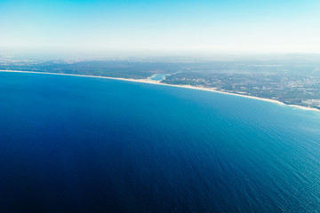 Portugal Coastline Aerial View From North Atlantic Ocean