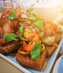 Deep Fried Shrimp with Tamarind Sauce, popular Thai food.