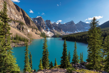Fototapeta na wymiar Moraine lake in Valley of the Ten Peaks, Banff National Park, Canada.