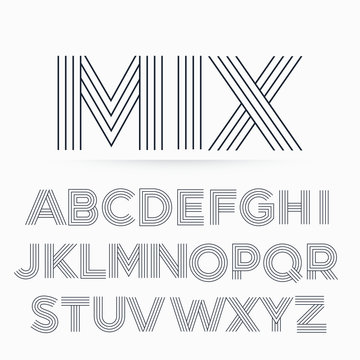 alphabet letter font in line stripe style
