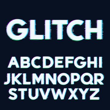glitch error font vector alphabet letters